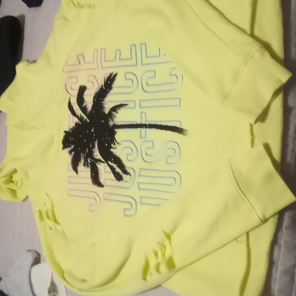 Girls Justice Active crop top sweater color yellow size 14/16
